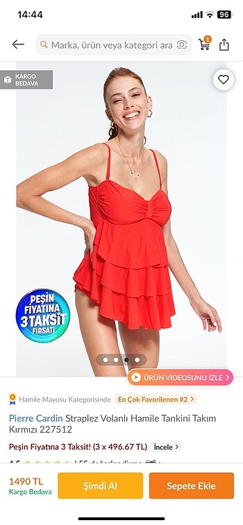 Pierre Cardin Hamile Tankini (Hamile Mayosu)