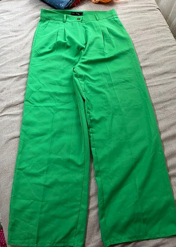 Düğmeli Yeşil Kadın Pantolon - Görsel 2