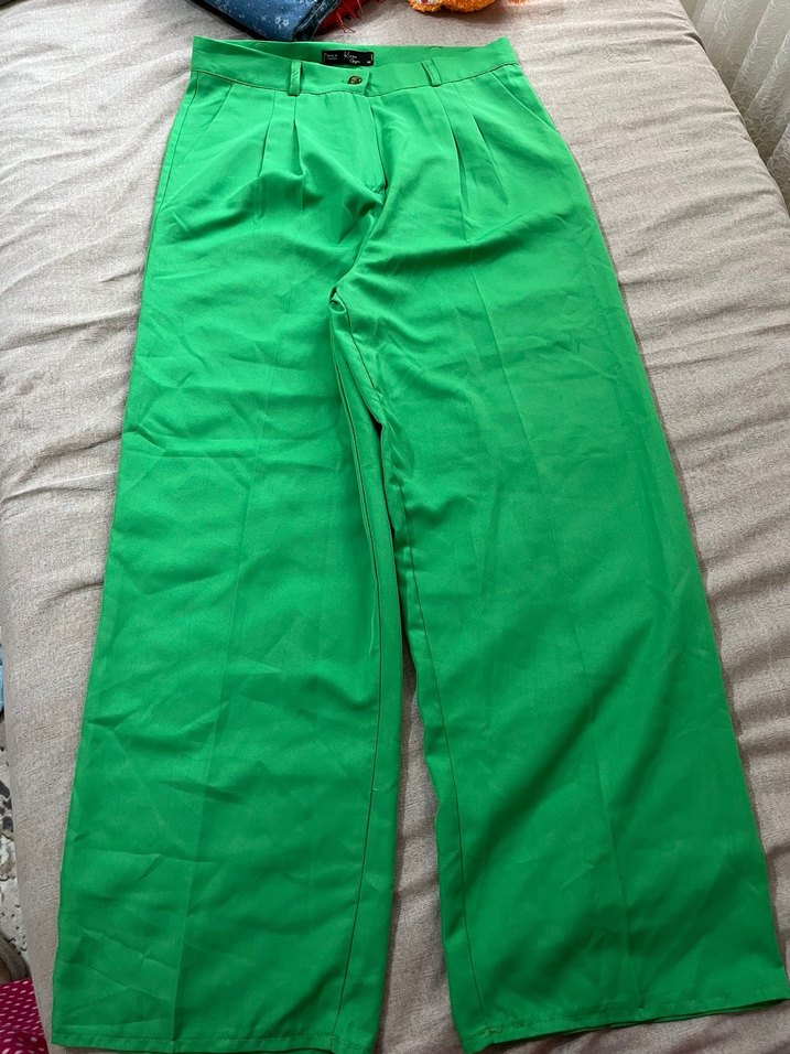 Düğmeli Yeşil Kadın Pantolon - Görsel 2