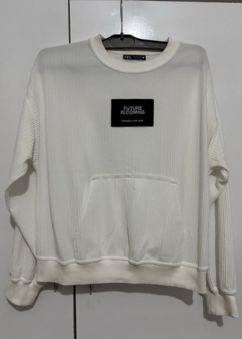 Beyaz Kadın Salaş Sweatshirt