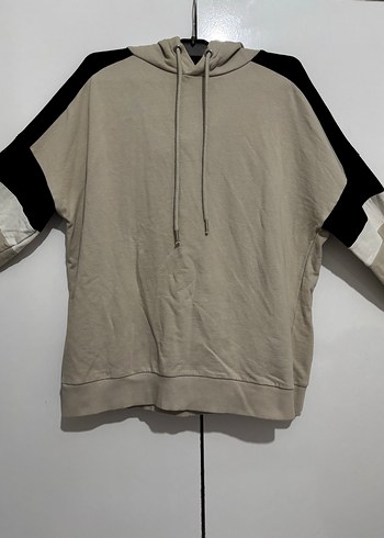 Bej Siyah Detaylı Kadın Sweatshirt