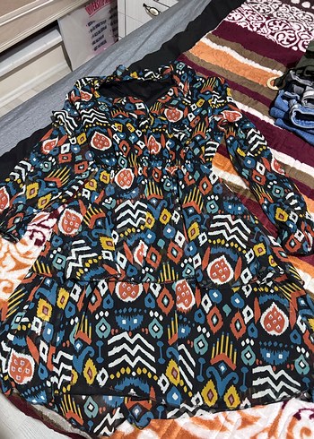 Bohem Çok Renkli Desenli Hamile Bluzu - Görsel 2