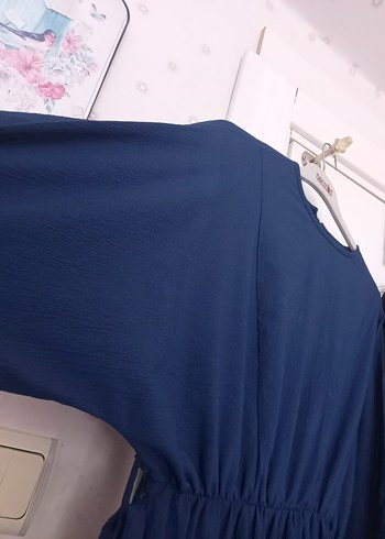 42 Beden mavi Renk tesettür Mavi Uzun Kollu Kadın Elbise