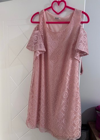 Diğer Dantel Detaylı Pembe Bohem Kız Elbisesi