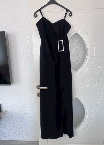 Abiye Siyah Askılı Uzun Gotik Abiye Elbise