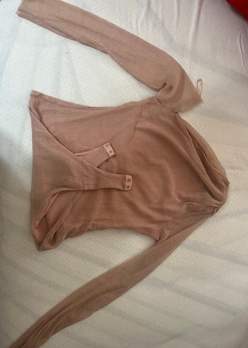 Parlak toz pembe  Tek Omuzlu Bluz - Görsel 3