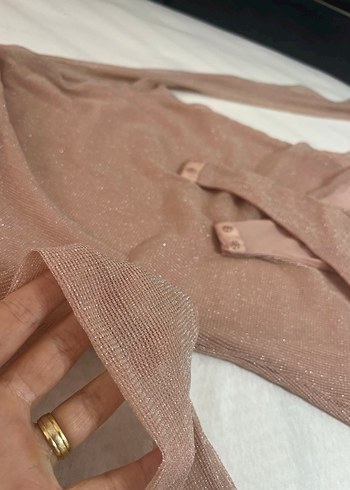 Parlak toz pembe  Tek Omuzlu Bluz - Görsel 4