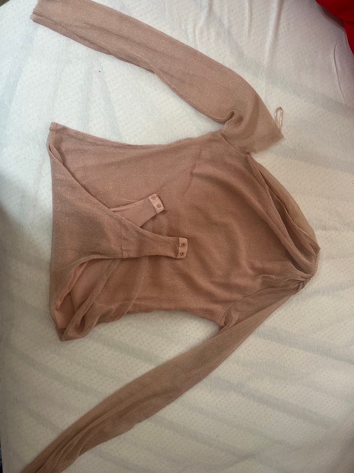 Parlak toz pembe  Tek Omuzlu Bluz - Görsel 3