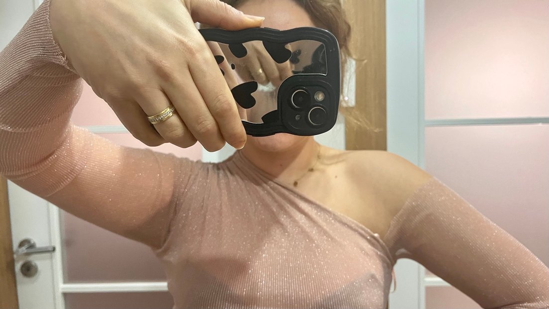 Parlak toz pembe  Tek Omuzlu Bluz - Görsel 2