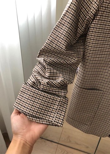 Gri Ekose Kadın Blazer - Görsel 2