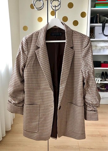 Gri Ekose Kadın Blazer - Görsel 7