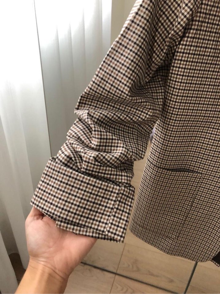 Gri Ekose Kadın Blazer - Görsel 2