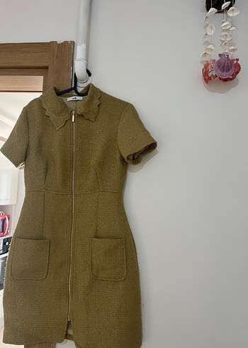 Nakışlı Yaka Detaylı Mini Elbise - Görsel 4