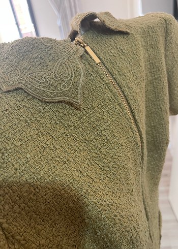 Nakışlı Yaka Detaylı Mini Elbise - Görsel 7