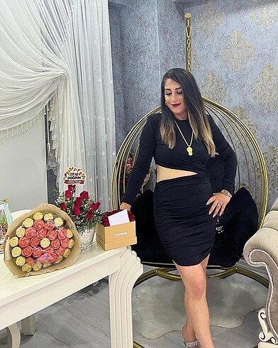 Siyah L beden siyah elbise