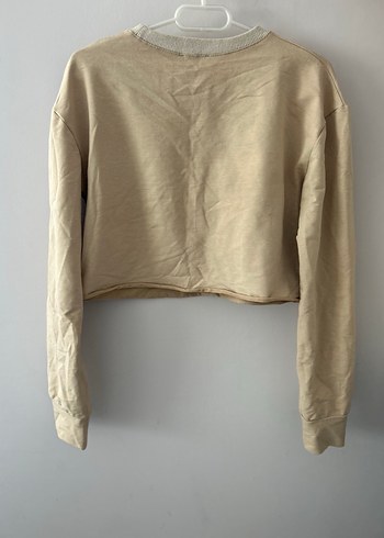 Bej Baskılı Crop Sweatshirt Kadın - Görsel 2
