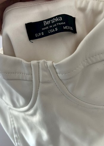 Beyaz Deri Midi Elbise - Görsel 4