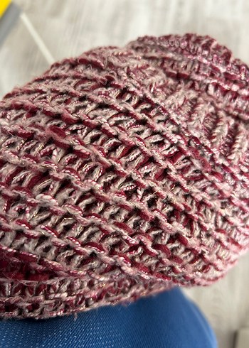 Bordo Örgü Kadın Kazak - Görsel 4