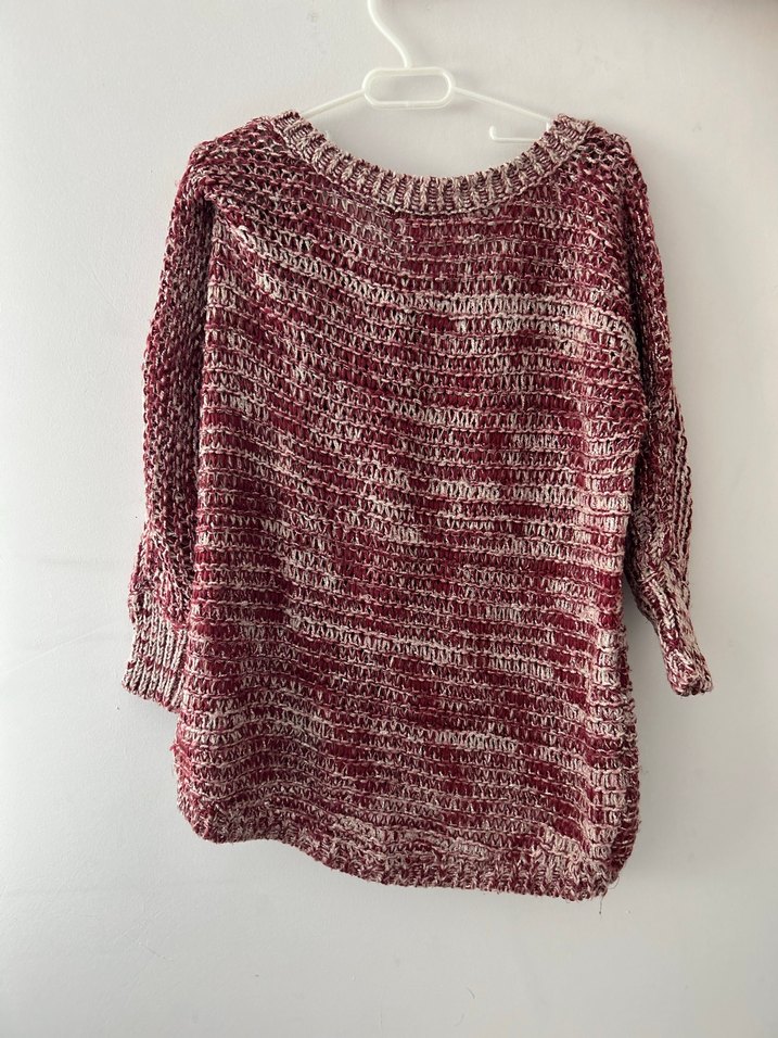 Bordo Örgü Kadın Kazak - Görsel 2