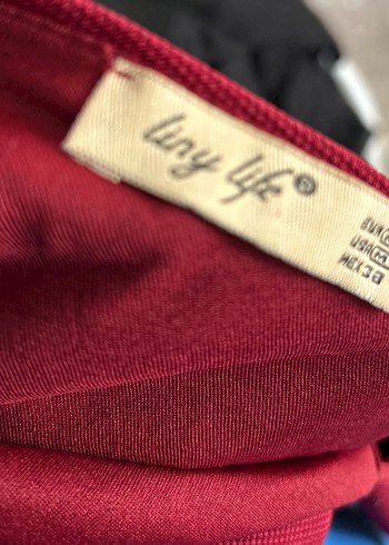 Bordo V Yakalı Midi Elbise - Görsel 3