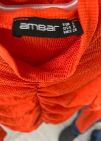 Uzun Kollu Turuncu Pilili Kadın Triko - Görsel 3