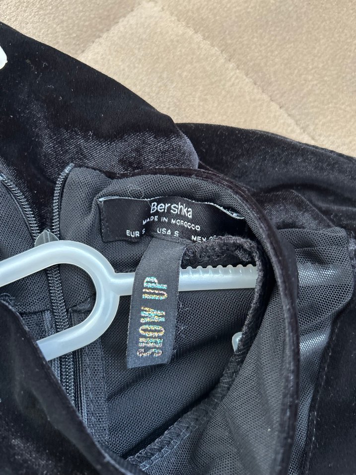 Siyah Uzun Kollu Dar Kesim Kadife Tüllü Kadın Tulum - Görsel 5