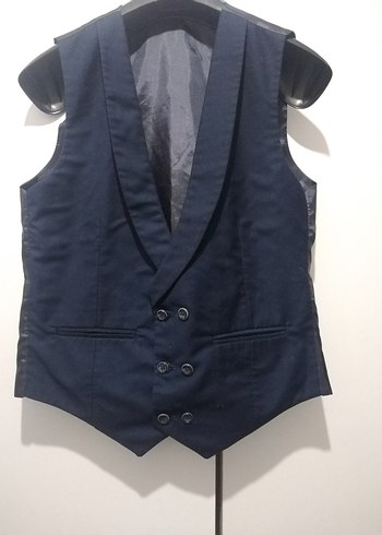 Lacivert Düğmeli Erkek Yelek - Görsel 4