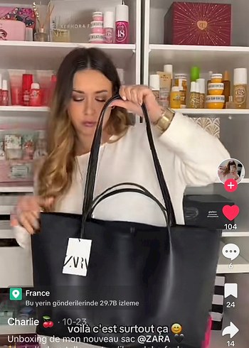 Zara Siyah Buyuk Omuz Cantasi