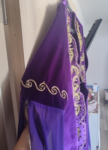 38 Beden mor Renk Kaftan, bindallı, kına elbisesi, abiye