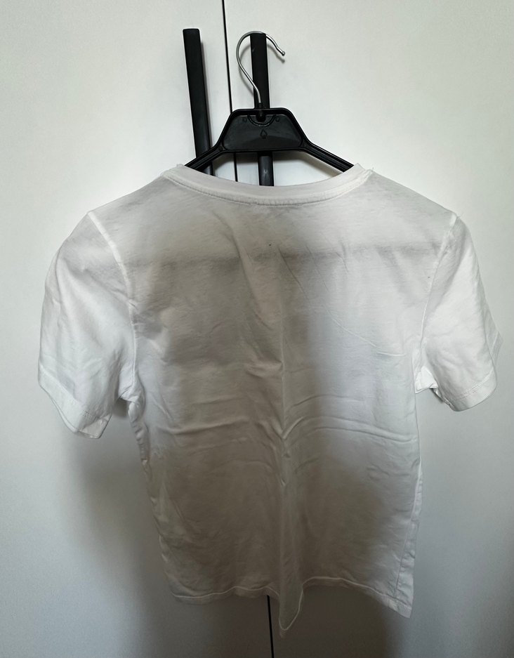 Beyaz Bonjour Baskılı Kadın Tişört - Görsel 3