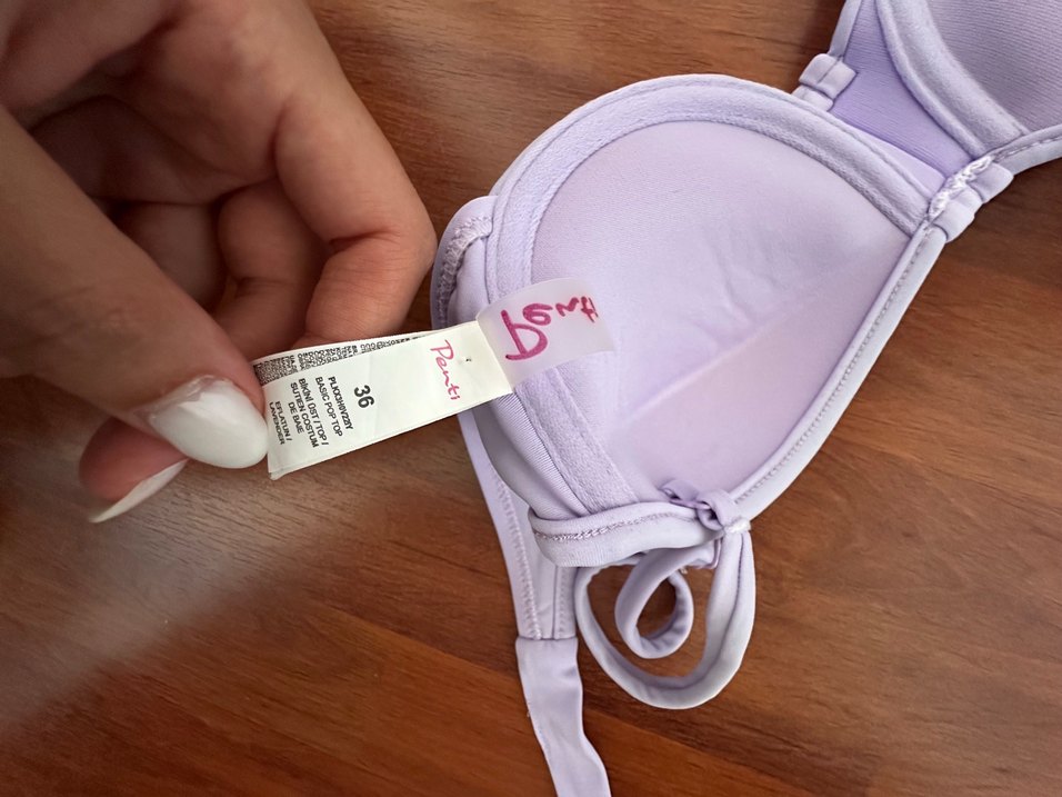 Lila Fiyonk Detaylı İnce Askılı Bikini Üstü - Görsel 2