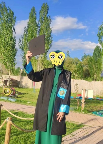 Diğer Yeşil Uzun Balıkçı Yaka Salaş Elbise şal dahil