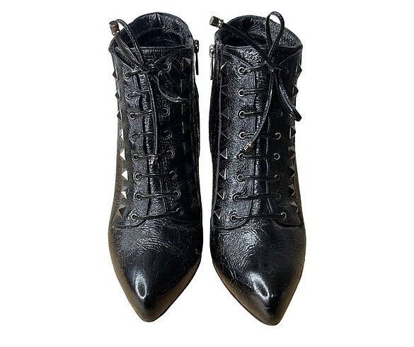 39 Beden siyah Renk Le Silla Siyah Leather Studded Ankle Boots Size 39