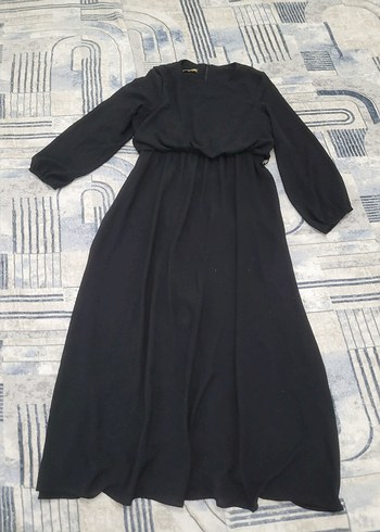 Siyah Uzun Kollu Bohem Uzun Elbise - Görsel 2