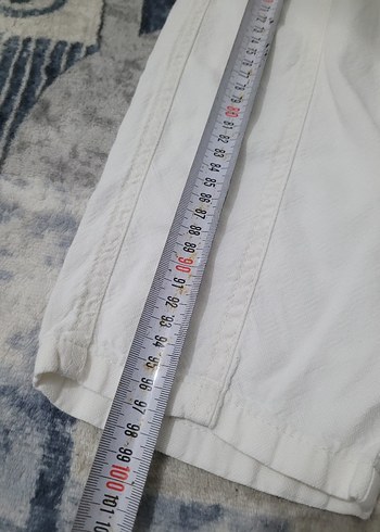 Beyaz Keten Rahat Kesim  pantolon - Görsel 2