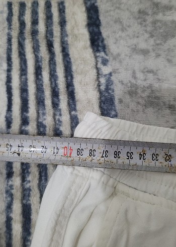 Beyaz Keten Rahat Kesim  pantolon - Görsel 3