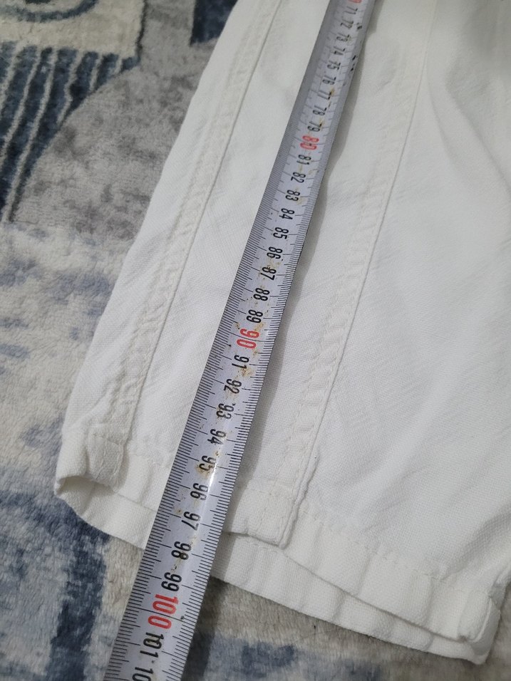 Beyaz Keten Rahat Kesim  pantolon - Görsel 2