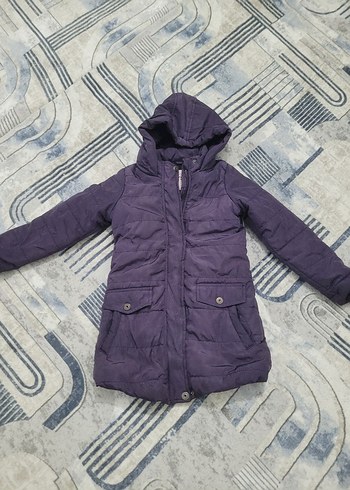 Mor Kapüşonlu Kız Çocuk Ceketi - Görsel 6