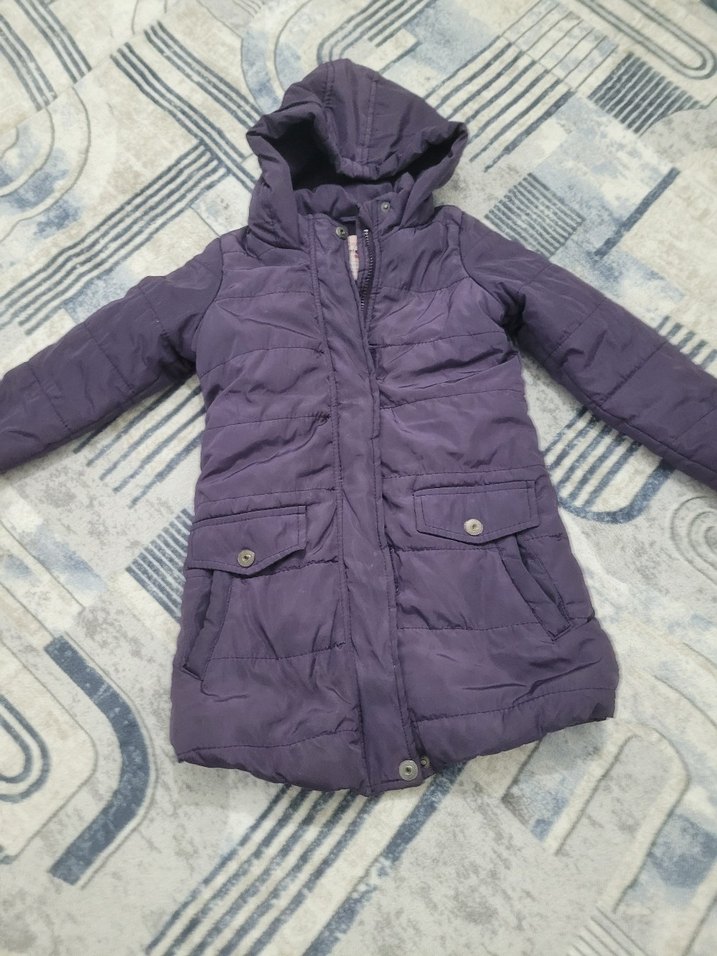 Mor Kapüşonlu Kız Çocuk Ceketi - Görsel 3