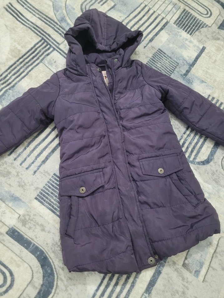 Mor Kapüşonlu Kız Çocuk Ceketi - Görsel 4