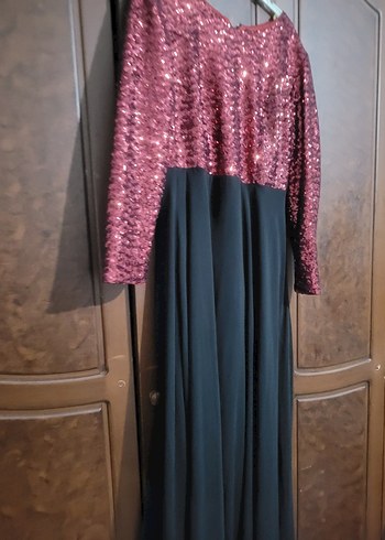 Bordo Siyah Uzun Kollu Abiye Elbise - Görsel 4