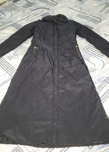 Kadın Siyah Uzun Fermuarlı Ceket - Görsel 3