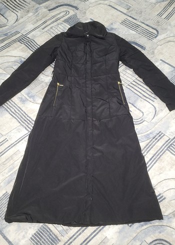 Kadın Siyah Uzun Fermuarlı Ceket - Görsel 7