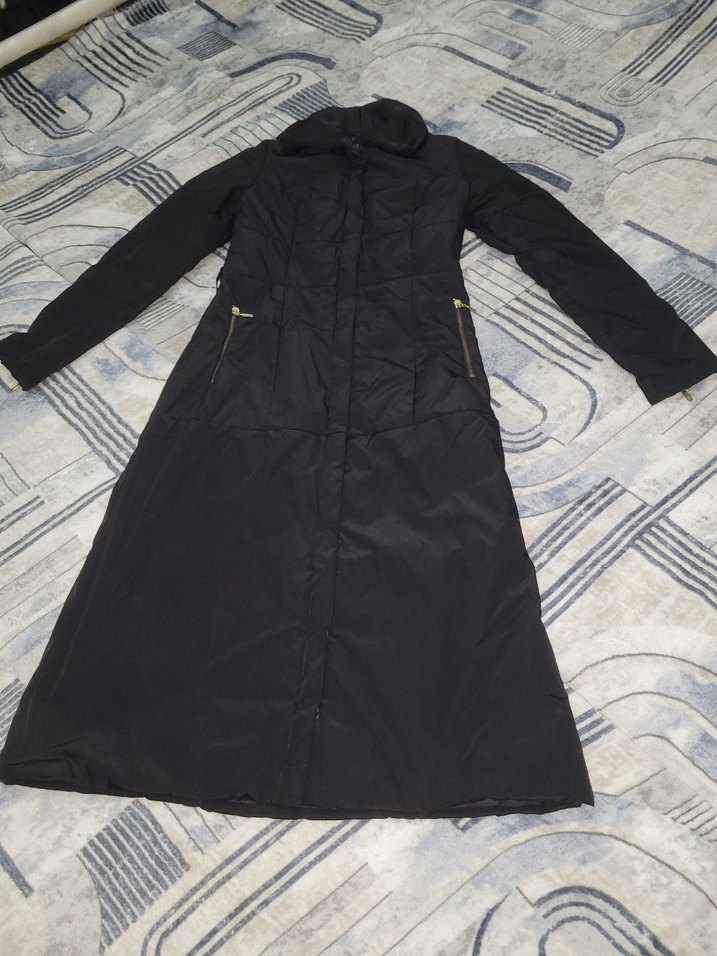 Kadın Siyah Uzun Fermuarlı Ceket - Görsel 2