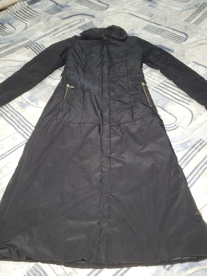 Kadın Siyah Uzun Fermuarlı Ceket - Görsel 3