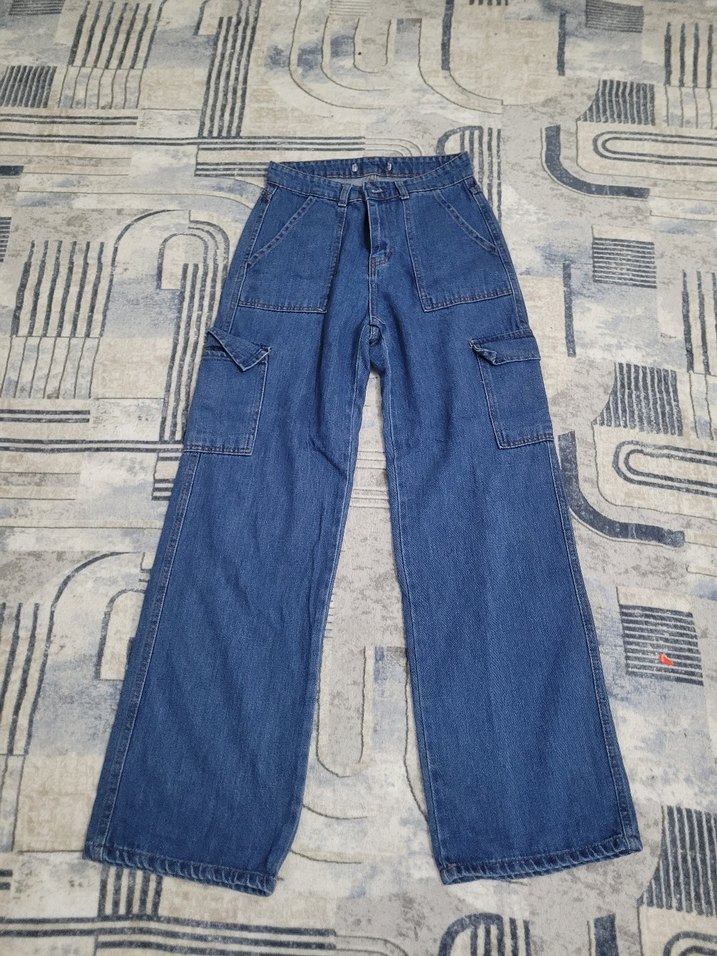 Kadın Lacivert Bol Kesim Denim Pantolon - Görsel 4