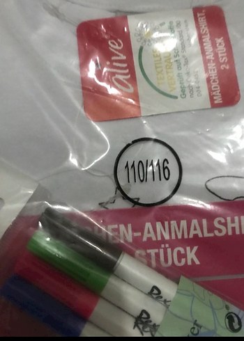 Boyanabilir Beyaz Kız Çocuk Tshırt 2'li Set 110/116 - Görsel 4