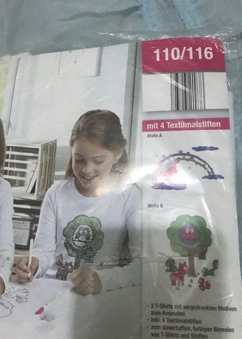 Boyanabilir Beyaz Kız Çocuk Tshırt 2'li Set 110/116 - Görsel 2