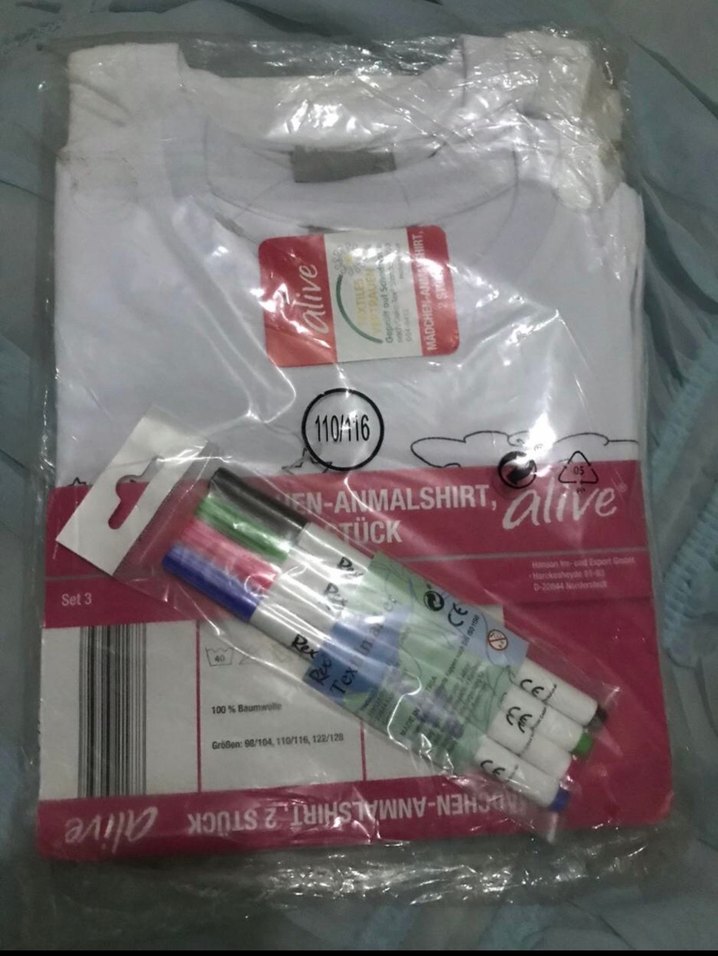 Boyanabilir Beyaz Kız Çocuk Tshırt 2'li Set 110/116 - Görsel 3