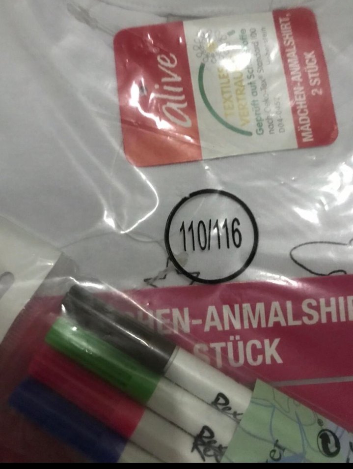 Boyanabilir Beyaz Kız Çocuk Tshırt 2'li Set 110/116 - Görsel 4